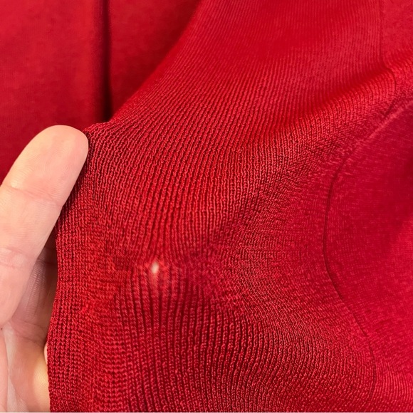 Eileen Fisher Open Front Viscose & Nylon Cardigan Red Size Medium - Picture 7 of 9